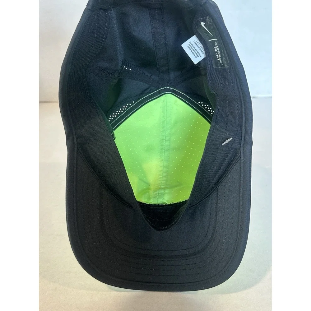 Nike Featherlight Dri Fit Hat Baseball Lime Black Adjustable One Size Running